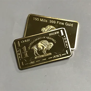 10 kos Buffalo bar 1 OZ pozlačeni Yellow stone park Buff živali ingot značko 50 mm x 28 mm zbirateljske palice