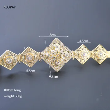 RLOPAY Rose Zlata Poročne obleke Krila Luksuzni Kristalno Pasu arabski Poroko Diamanti Kovinski Pasovi za Odrasle Nosorogovo Pasovi