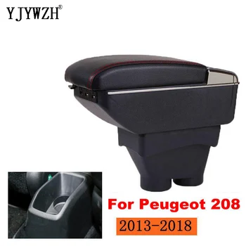 Armrest polje Za Peugeot 208 Obdobje 2013-2018 Dvojno plast, ki povečujejo USB Polnjenje Center Konzole Škatla za Shranjevanje pepelnik Avto Styling accessorie