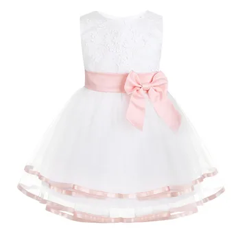 Za malčke Baby Dekleta Vezene brez Rokavov 3D Cvet Dekle Obleko + Bloomers Obleko Nastavite Novorojenčka Poroko, Rojstni dan 0-24 Mesecev
