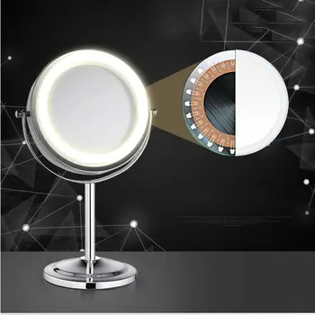 6 inch LED 3X Povečava Ličila Ogledalo Vrtljivi Nečimrnosti Ogledalo obojestransko Kovinsko Ogledalo s 360-Stopinjski Zasuk