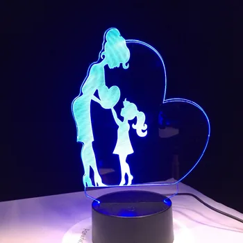 Mama in Hči Ljubezen Darilo 3D Lučka LED Nočna Lučka s 7 se Spremeni barva Mati Darilo Nazaj V Šolo Proračun Ukvarjajo Darilo Spusti Ladje