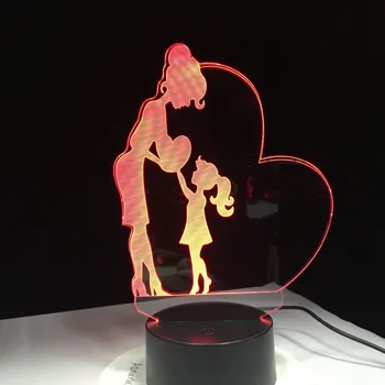 Mama in Hči Ljubezen Darilo 3D Lučka LED Nočna Lučka s 7 se Spremeni barva Mati Darilo Nazaj V Šolo Proračun Ukvarjajo Darilo Spusti Ladje