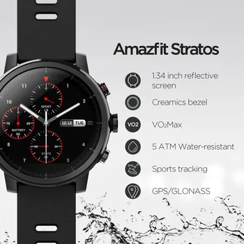 España Envío rápido Globalni Amazfit Stratos Smartwatch Música Bluetooth, GPS, Zaslon ritmo de cardíaco 5ATM Reloj par hombre