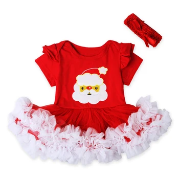 Newborn Baby Dekle Ruffles Rokav Tutu Obleko Božiček in Božič Obleko+Glavo 2PCS Določa Božični Kostum