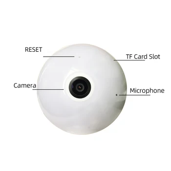 1080P FishEye Žarnice Fotoaparat 360 Fotoaparat Lučka za Varnost Doma Panoramski IP Ir in Belo Svetlobo APP Nadzor Brezžičnega omrežja P2P Cam