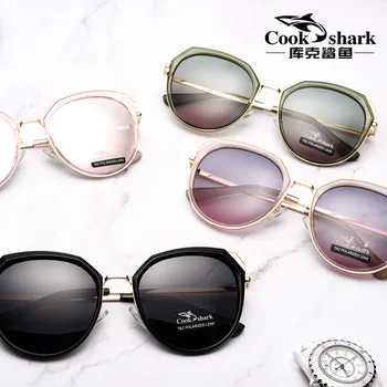 Kuhamo Shark sončna očala ženske polarizirana sončna očala ženske 2020 novo korejska različica plime UV zaščito, velike, okrogle obraz očala