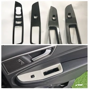 Ogljikovih Vlaken ABS Okno Avtomobila Dvigalo Gumb Plošča Pokrov Trim Fit Za Ford Edge 2020