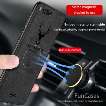 Vroče Krpo Teksturo Jelena 3D Mehko TPU Magnetna Avto Primeru Za Xiaomi Mi 6 Mi6 Vgrajen Magnet Ploščo Primeru Za Xiaomi Mi 5X A1 Pokrov