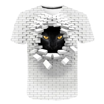 Poletje novih moških steno T-shirt 8 modelov kratka majica črna 3D mačka T-shirt priložnostne šport XXS-6XL
