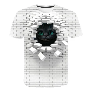 Poletje novih moških steno T-shirt 8 modelov kratka majica črna 3D mačka T-shirt priložnostne šport XXS-6XL