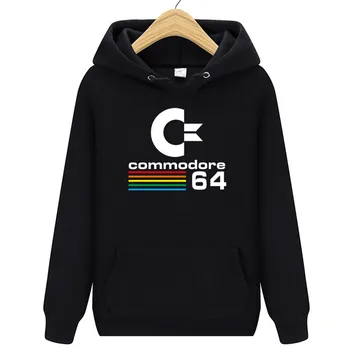 2019 Modni pulover s kapuco Ulične Hip Hop Tiskanje Commodore 64 Vzorec Moške Jopice XXL Off-Bela Rdeča Črna En Kos Oblačila