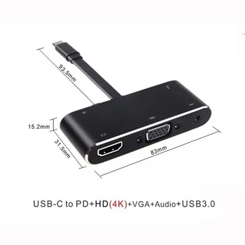 USB Tip C ZVEZDIŠČE USB-C HDMI 4K USB3.0 Avdio VGA HUB Strele 3 Adapter za MacBook pro Samsung Note8 S8 S9 Dex Način Nintendo