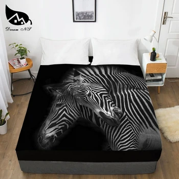 Sanje NS Ročno Risanje Črno in Belo Zebra Obleko Gor Spalnica Domačega Tekstilnega Listi 3D Tiskanja Teče Konj Bettlaken 1PCS