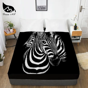 Sanje NS Ročno Risanje Črno in Belo Zebra Obleko Gor Spalnica Domačega Tekstilnega Listi 3D Tiskanja Teče Konj Bettlaken 1PCS