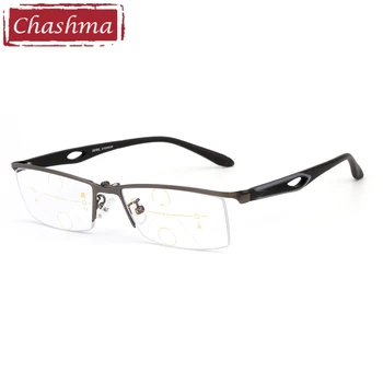 Chashma blagovne Znamke Verifocal Očala Moških Pol Okvir Magnet Optičnih Očal Postopno Leče Obravnavi Očala z Magnetno Posnetki