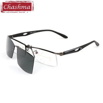 Chashma blagovne Znamke Verifocal Očala Moških Pol Okvir Magnet Optičnih Očal Postopno Leče Obravnavi Očala z Magnetno Posnetki