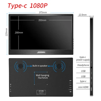 Touch HD 15.6 prenosni monitor 1080 IPS zaslon, USB Tip C HDMI zaslonu za prenosni RAČUNALNIK Ps4 Stikalo Xbox iger na srečo monitor