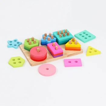 Otroci Igrače, Lesene Igrače, Montessori Materiali Geometrijo Oblike Kognitivne Ujemanje Igro Puzzle Igrača Začetku Izobraževalne Igrače Za Otroke