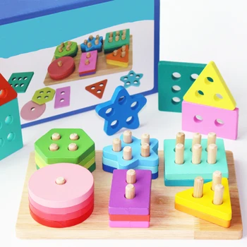 Otroci Igrače, Lesene Igrače, Montessori Materiali Geometrijo Oblike Kognitivne Ujemanje Igro Puzzle Igrača Začetku Izobraževalne Igrače Za Otroke