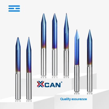 XCAN Graviranje Bitov 4 mm Kolenom CNC Carving Malo 15-30 Stopinj V Obliko Rezalnik Nano Modra, Prevlečeni Koncu Mlin Karbida Rezkanje Rezalnik