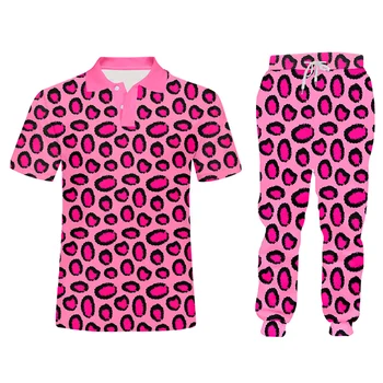 UJWI 2020 Modni Roza Leopard 3D Digitalni Tisk Dva Kosa Hlače Komplet Moški/ženske Prilagodljiv Trenirka, Športna Oblačila Jakna