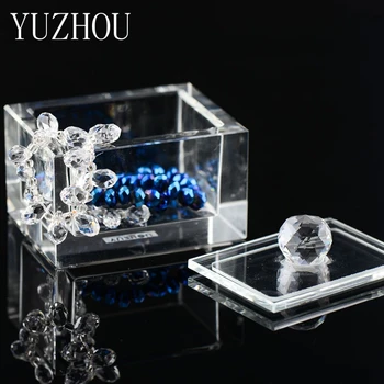 Pregledna kristalno steklo ogrlico, zapestnico, uhane, prstane nakit polje visoke kakovosti sladkarije pločevinke lepe božična darila