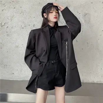 Ženske Blazerji Dvojno Zapenjanje korejski Slog Priložnostne Moda Ohlapne Obleke Plašč Vse-tekmo Trdno Ulzzang Elegantna Dnevno Zarezo Womens