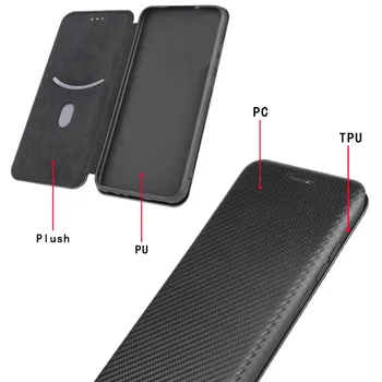 Luksuzni Ogljikovih Vlaken PC Usnja Flip Case Za Samsung Galaxy Note 20 Ultra Opomba 20 10 Plus 10 Lite 10 vgrajeni Magnetni Pokrov