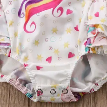 Novo srčkan Novorojenega Dojenčka Baby Dekle obleka, obleke Samorog tiskanja Bodysuit Jumpsuit Obleko Sunsuit Oblačila