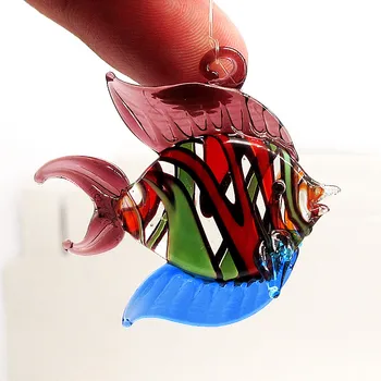 Plavajoče Stekla Ribe Ornament Srebrno folijo design mini sea živalskih figur Preprost stil Akvarij dekor Dodatki kip Obesek