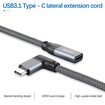 100W PD 5A Ukrivljen USB3.1 USB-C Tip-C Podaljšek 4K 60Hz 10Gbps USB-C Gen 2 Hitro Polnjenje Podatkov Podaljšek Kabel