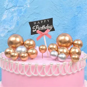 20 kos/veliko Zlato, Srebrno Žogo Torto Pokrivalo Rojstni Baby Tuš Poročna Torta Dekoracijo Cupcake Pokrivalo