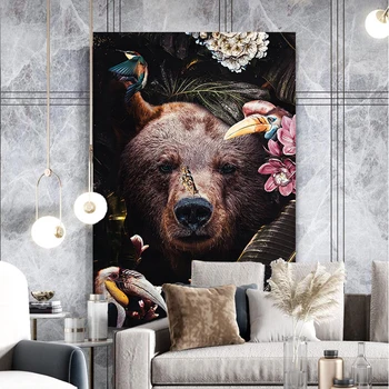Dekorativne Slike animales en peligro de extincion plakat Slon bison šimpanz Platno wall art slike