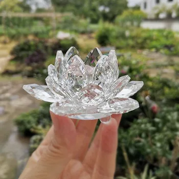 8 barvo Kristalno Lotus Flower obtežilnik za papir, Steklo Obrti Fengshui Figurice Doma Poroka Stranka Dekor Okraski, Darila, Spominki