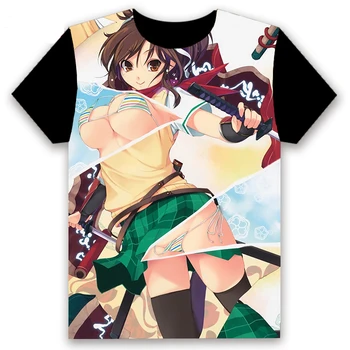 Modni T-shirt Anime Senran Kagura Shinovi Primerjavi Kayano Ai Cosplay Kratkimi Rokavi, Unisex Priložnostne Black Tee Poletje Smešno Majico