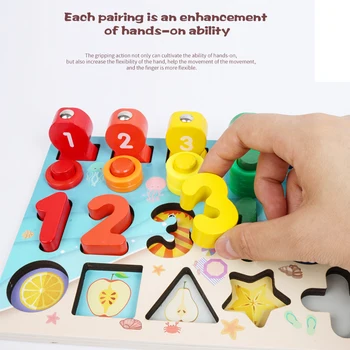 Montessori Lesene Sestavljanke Uganke Baby Razvojno Izobraževalni Math Uganke Ribolov Igrače Digitalno Obliko Tekmo Igrače Za Otroke