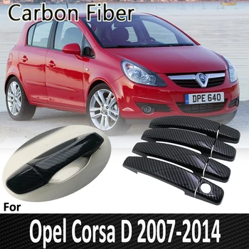 Black Ogljikovih Vlaken za Opel Corsa D 2007 2008 2009 2010 2011 2012 2013 Vauxhall Vrat Ročaj Kritje Nalepke Avto Dodatki