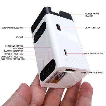 Virtualni Laserski Tipkovnico Bluetooth Brezžični Projektor Pametni Projekcija Tipkovnica Za Računalnik, Iphone Pad Prenosnik