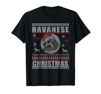 Pes T-Shirt-moška T-Majica-Črna Havanese Božič Srčkan So Veselo