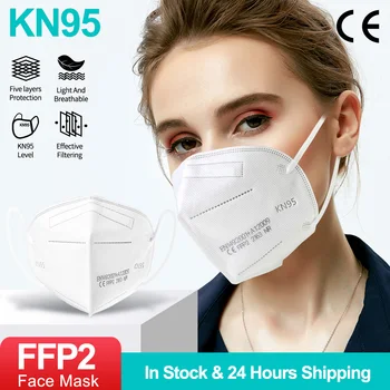 10PCS-100 KOZARCEV FFP2 Obrazne Maske KN95 Maske 5-Plast Prahu Respirator Filter za Dihanje Maske Zaščitne Usta Masko za enkratno uporabo