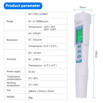 Strokovno 3-v-1 PH Kakovosti Vode Test Pero z Izmenljivimi sonda PH/ES/TEMP Kislost Meter Kakovosti Pitne Vode Analyzer