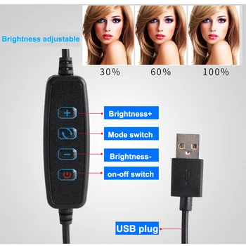 MAMEN 6 palcev USB Obroč Svetlobe Z Držalom za Telefon Stepless Dimmer LED Studio Luč za Youtube Fotografija Selfie Ličila Živo Lučka