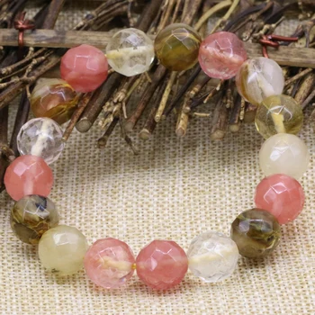 12 mm multicolor zapestnice lubenica kamna za kristalno obrazi krog kroglice sklop bangle ženske, modni nakit 7.5 inche B3166