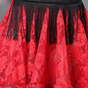 Latinsko Plesno Obleko za Ballroom Ples Rese Cha Cha Kostum za Dekle Flamengo Tango Bonitete Obleko Profesionalne Plesne Kostum