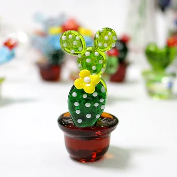 Ročno Murano Stekla Kaktus Figurice Okraski, Namizno Obrti Okras Ustvarjalne Pisane Srčkan Miniaturne Naprave Za Dom Dekor