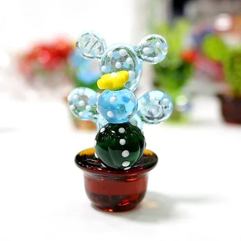 Ročno Murano Stekla Kaktus Figurice Okraski, Namizno Obrti Okras Ustvarjalne Pisane Srčkan Miniaturne Naprave Za Dom Dekor