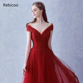 Rdečo Obleko Elegantno Novo Slim Off Ramo Proti-vrat Vintage Obleko Dolgo Obleko Beaded Čipke Design Stranka Obleko vestidos