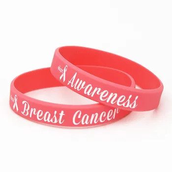 LUKENI 50PCS Breast Cancer Awareness Silikonski Manšeta Roza Zdravstveno opozorilo Silikonske Zapestnice&Bangles Darila na Debelo SH180