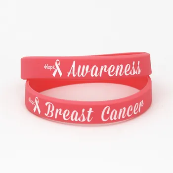LUKENI 50PCS Breast Cancer Awareness Silikonski Manšeta Roza Zdravstveno opozorilo Silikonske Zapestnice&Bangles Darila na Debelo SH180